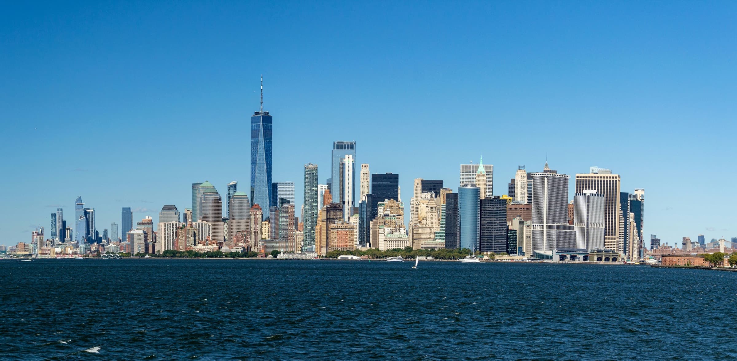 Manhattan skyline viewed across the Hudson River from New Jersey